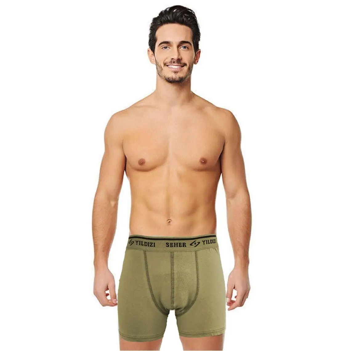 Seher Erkek Gri 6'lı Paket Likralı Boxer