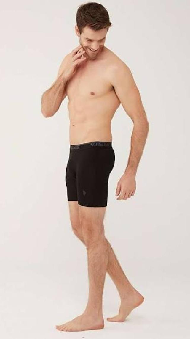 U.S.POLO 80454 ERKEK 3 LÜ LİKRALI COTON UZUN PAÇA SİYAH BOXER