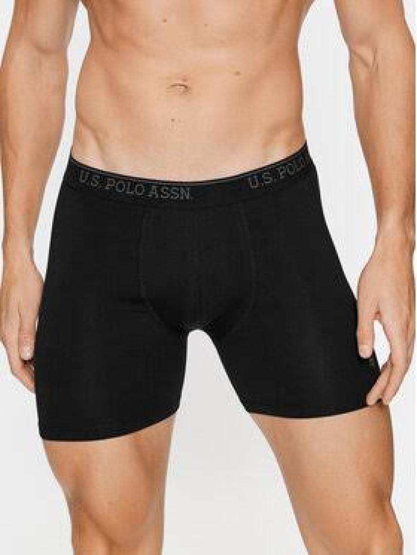 U.S.POLO 80454 ERKEK 3 LÜ LİKRALI COTON UZUN PAÇA SİYAH BOXER