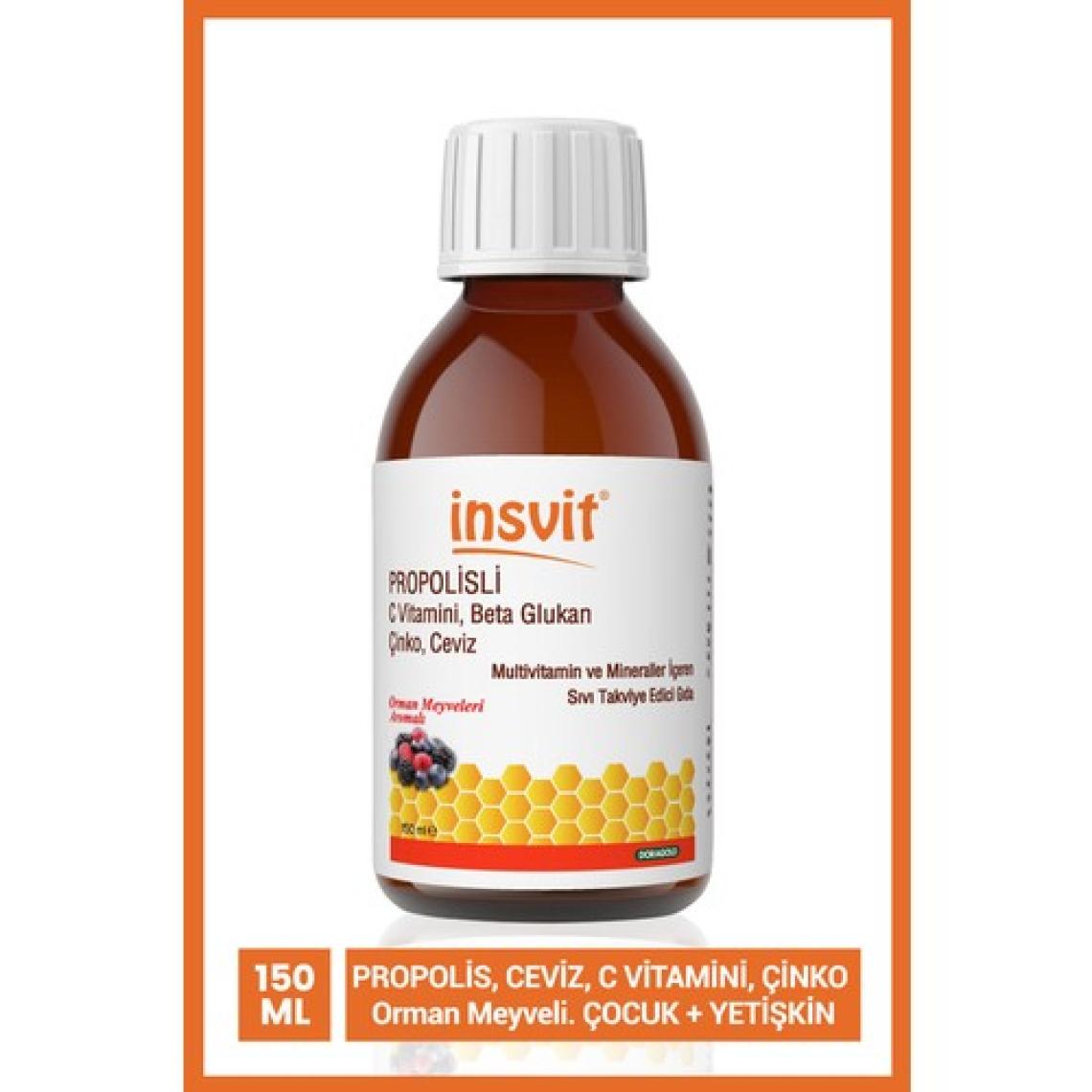 insvit Propolisli C Vitamini Çinko Ceviz Beta Glukan Ekinezya Orman Meyveleri Aromalı Şurup 150 ml