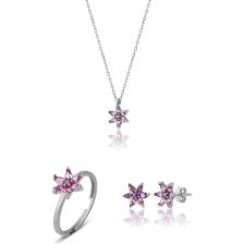 Zanaat Silver 925 Ayar Gümüş Ametist Taşlı Nilüfer Çiçeği Takım & Seti