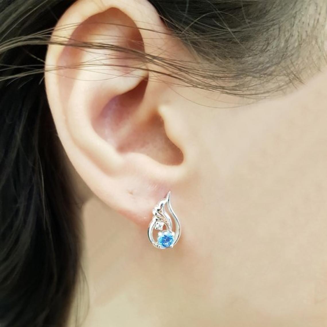 Chavin Topaz Melek Kanadı 0.04 Carat Pırlanta Gümüş Kolye Küpe Seti EI09