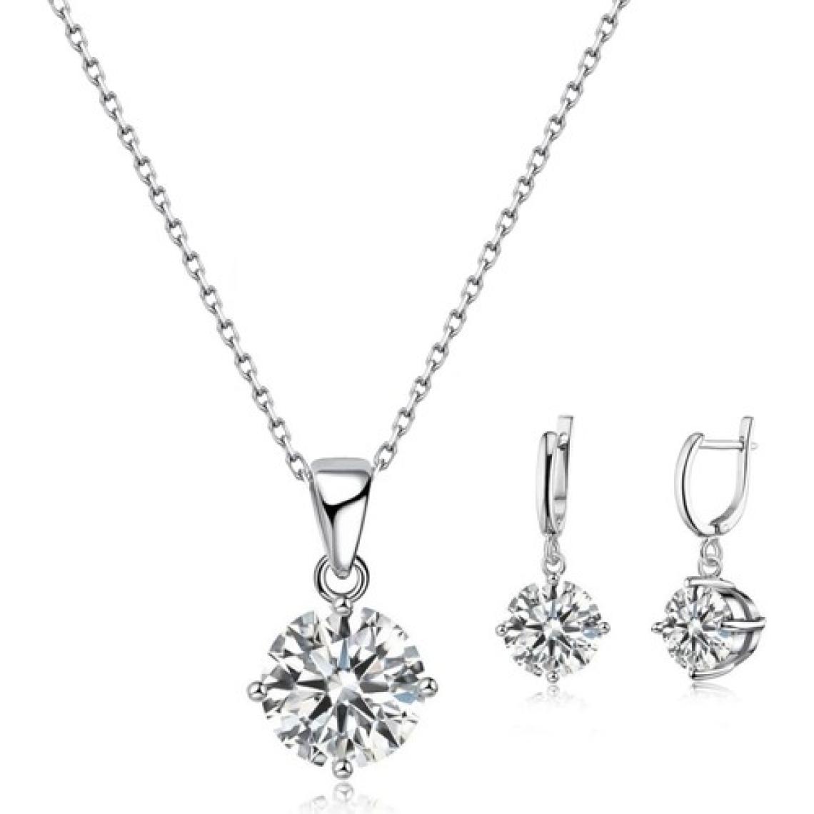 Minimal Grace Zirkon Taşlı Kadın Gümüş Kolye Küpe Set