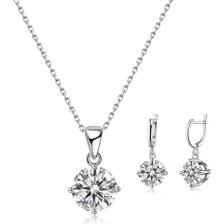 Minimal Grace Zirkon Taşlı Kadın Gümüş Kolye Küpe Set