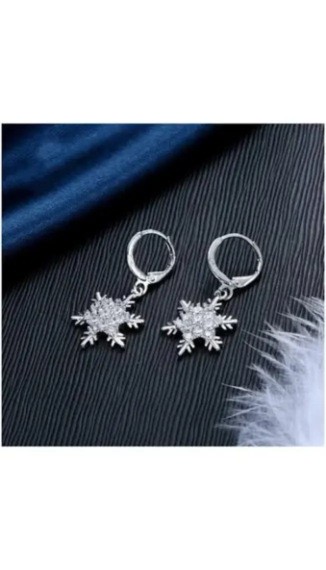 Gümüş Kar Tanesi Kolye Küpe Set Gümüş Kolye Set