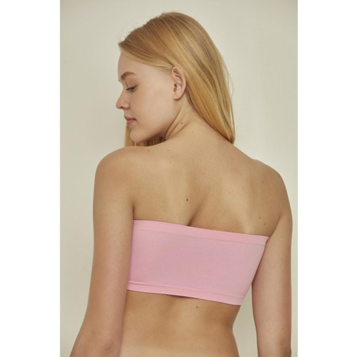 C&City C14002 Dikişsiz Straplez Büstiyer Pembe Neon