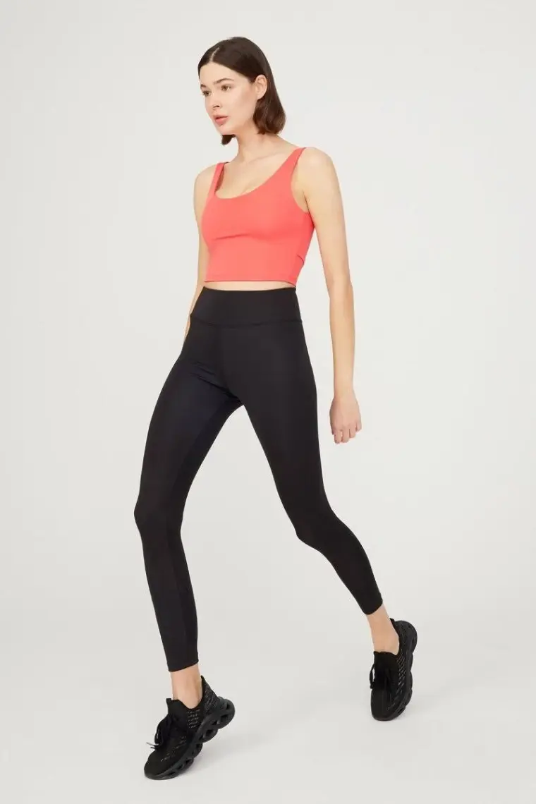 Los Ojos Antrasit Hafif Destekli Sırt Detaylı Kaplı Crop Top Spor Büstiyer
