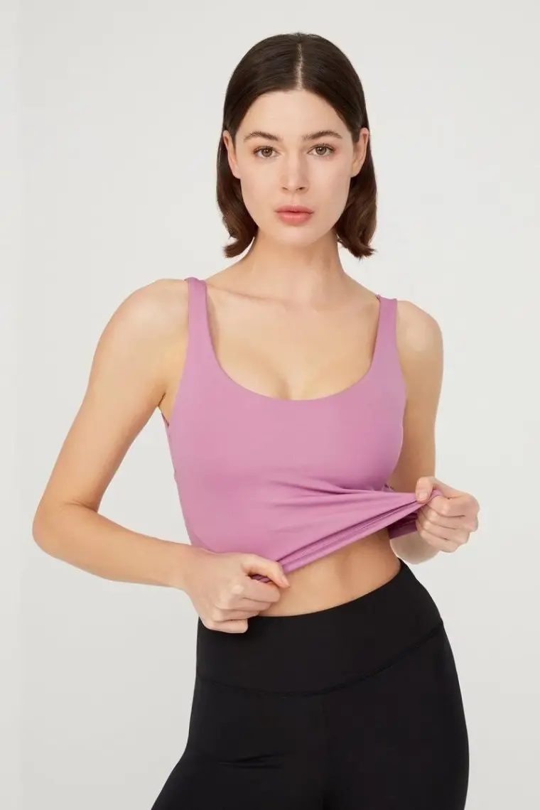 Los Ojos Antrasit Hafif Destekli Sırt Detaylı Kaplı Crop Top Spor Büstiyer