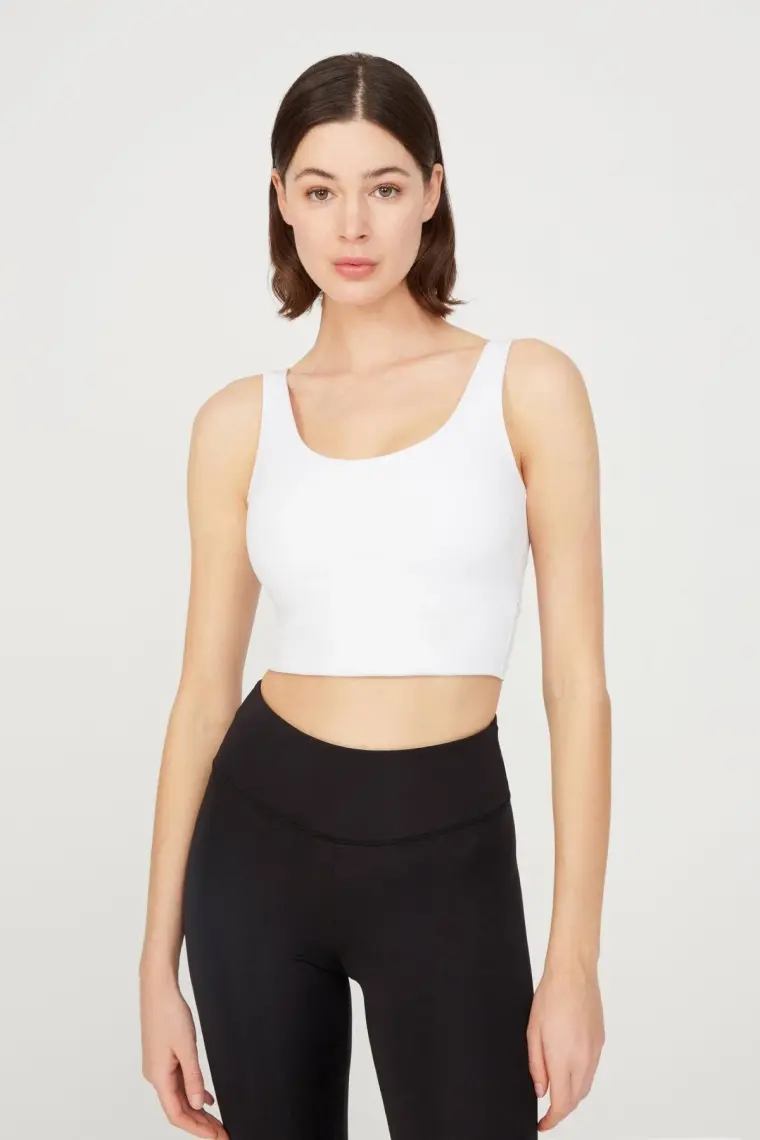 Los Ojos Antrasit Hafif Destekli Sırt Detaylı Kaplı Crop Top Spor Büstiyer