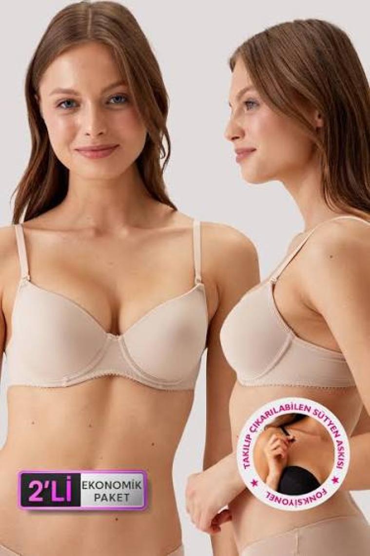 Pierre Cardin 2'li Ekonomik Paket Ten 6005 Balenli Destekli Micro Sütyen Set
