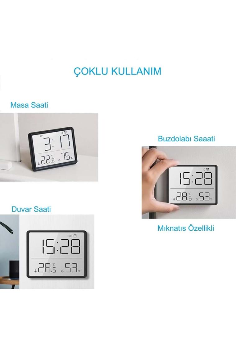 Hymark Mıknatıslı LCD Dijital Ekran 9x7 cm Pilli Mini Saat
