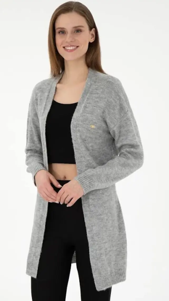 U.S. Polo Assn. Kadın Gri Melanj Hırka (Triko) 50297102-VR086