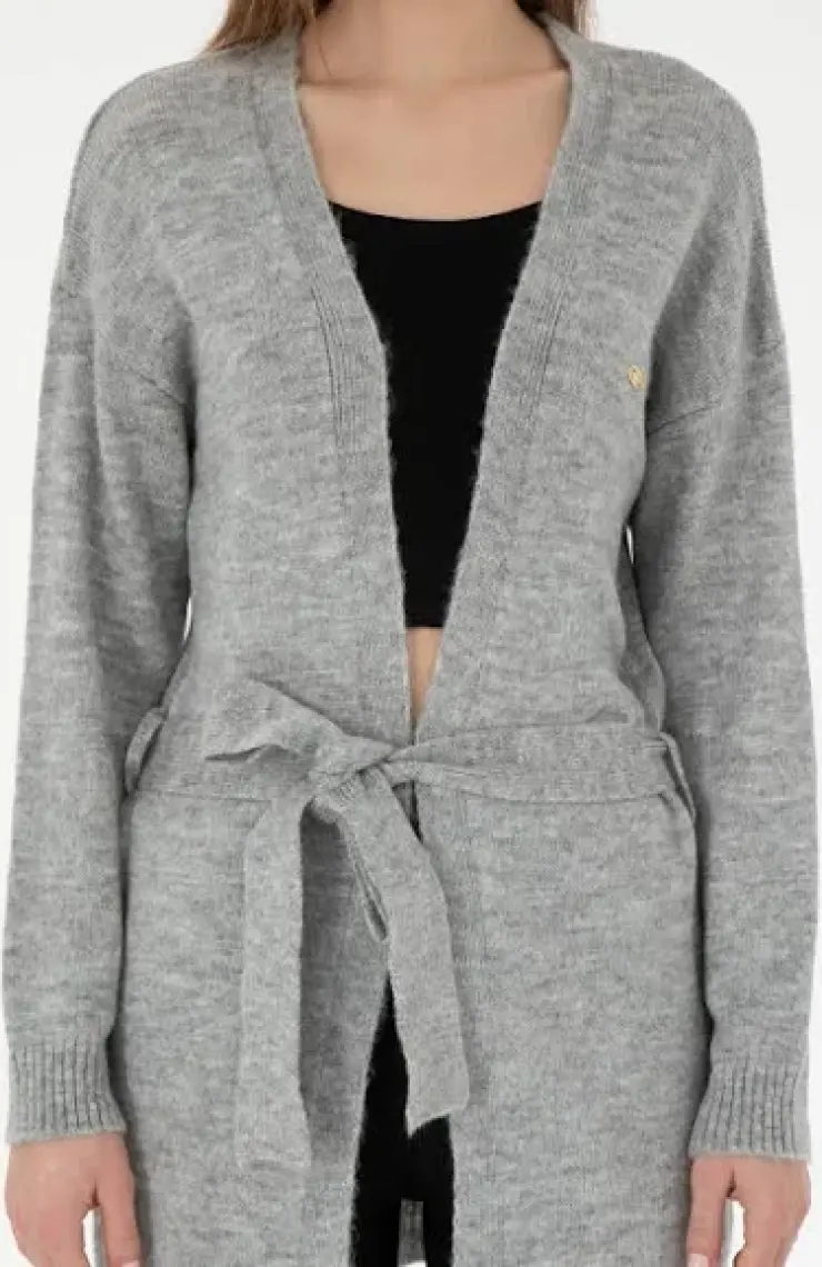 U.S. Polo Assn. Kadın Gri Melanj Hırka (Triko) 50297102-VR086