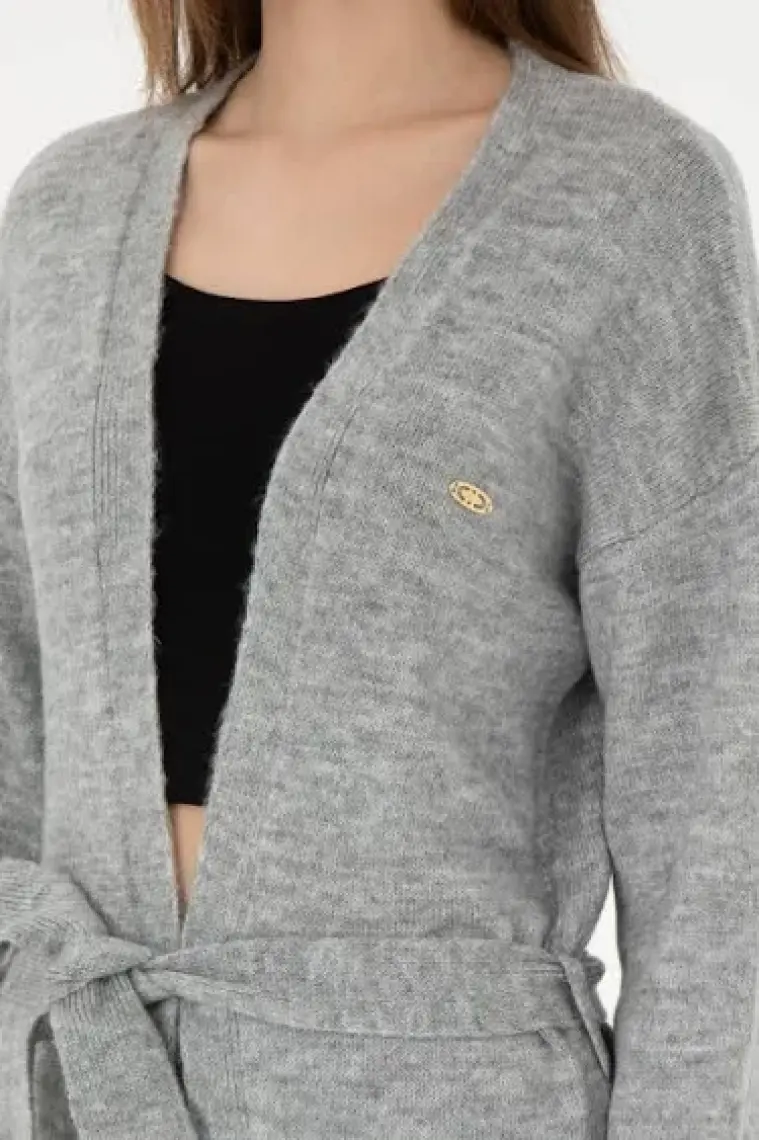 U.S. Polo Assn. Kadın Gri Melanj Hırka (Triko) 50297102-VR086