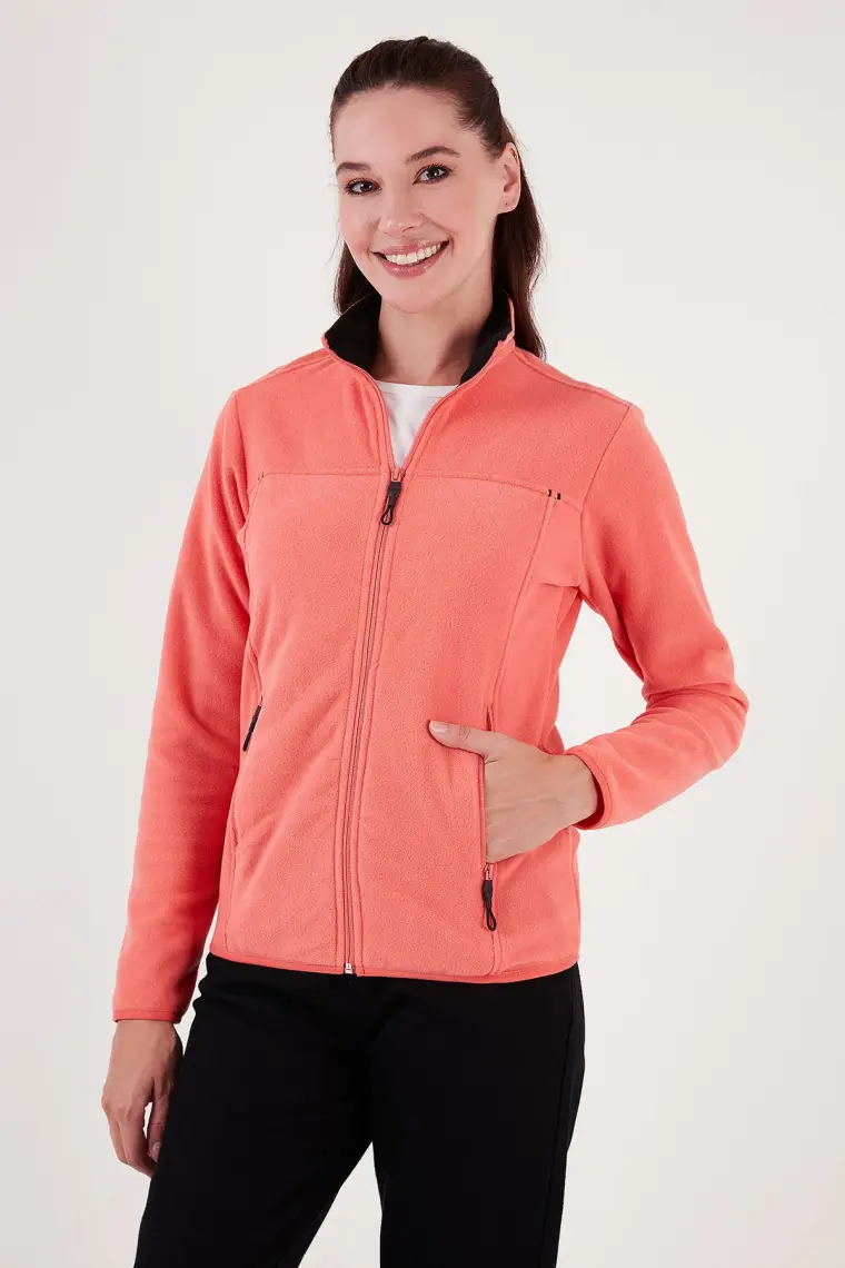 Lela Slim Fit Anti-Pilling Tüylenme Yapmayan Fermuarlı Cepli Polar Hırka Bayan POLAR 5907002