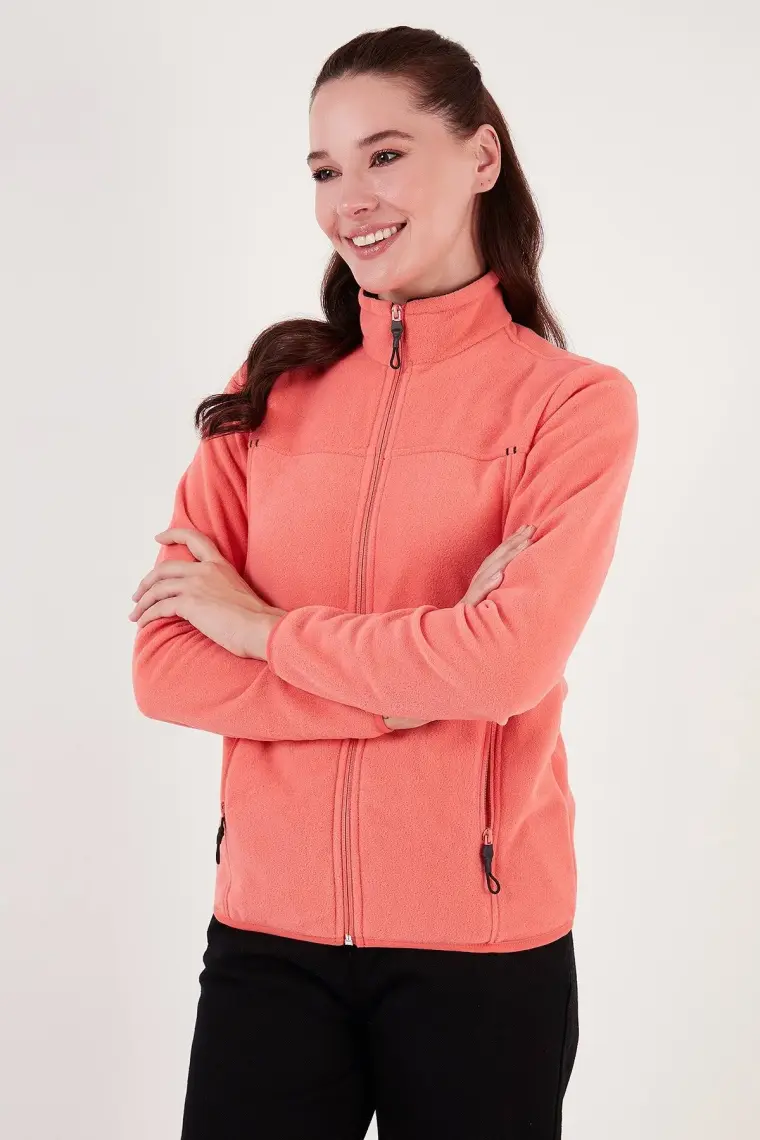 Lela Slim Fit Anti-Pilling Tüylenme Yapmayan Fermuarlı Cepli Polar Hırka Bayan POLAR 5907002