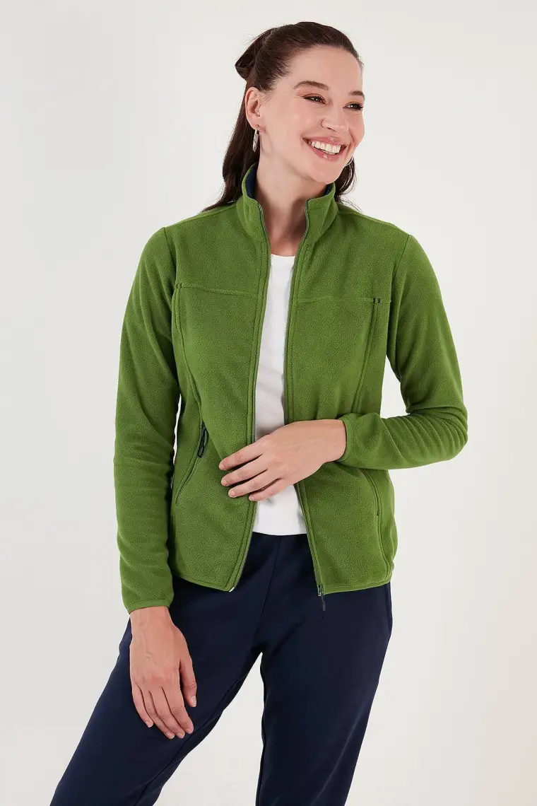Lela Slim Fit Anti-Pilling Tüylenme Yapmayan Fermuarlı Cepli Polar Hırka Bayan POLAR 5907002