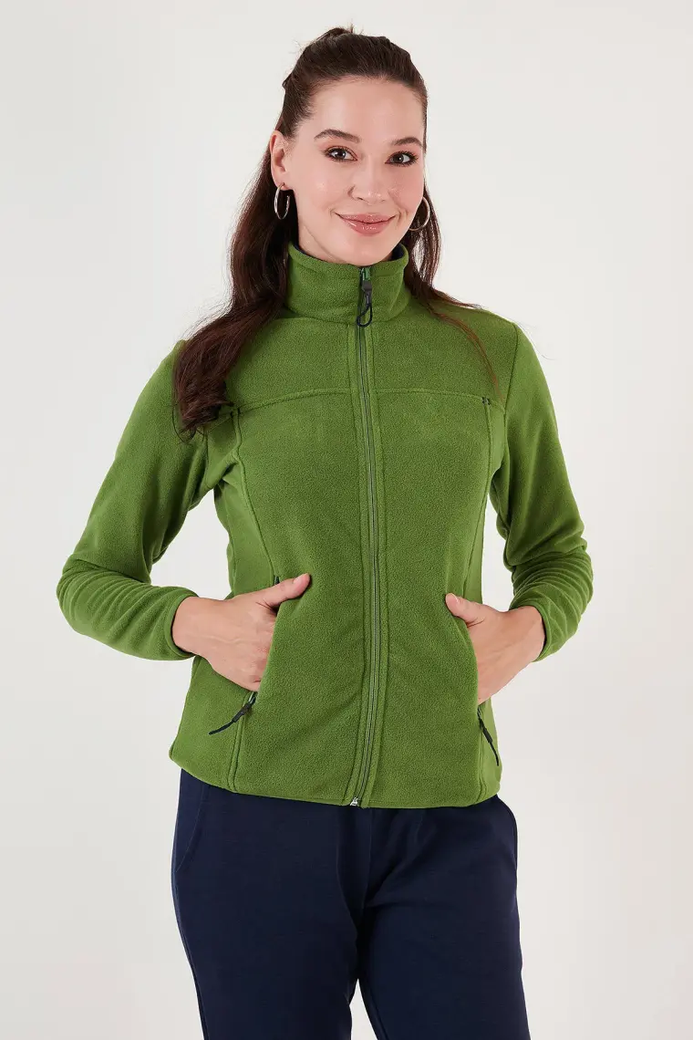 Lela Slim Fit Anti-Pilling Tüylenme Yapmayan Fermuarlı Cepli Polar Hırka Bayan POLAR 5907002