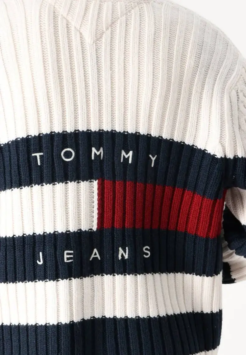 Tommy Jeans Beyaz Kadın Hırka Tjw Rwb Back Flag Cardıgan Ext