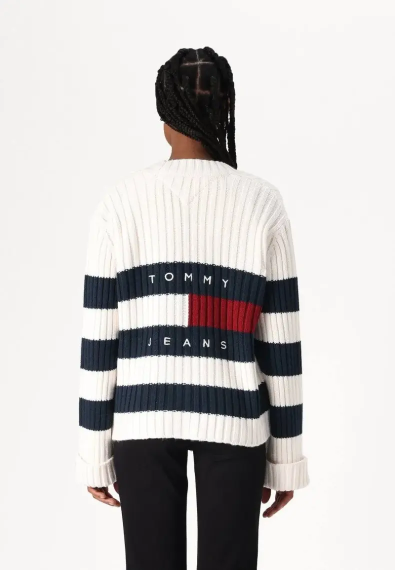 Tommy Jeans Beyaz Kadın Hırka Tjw Rwb Back Flag Cardıgan Ext