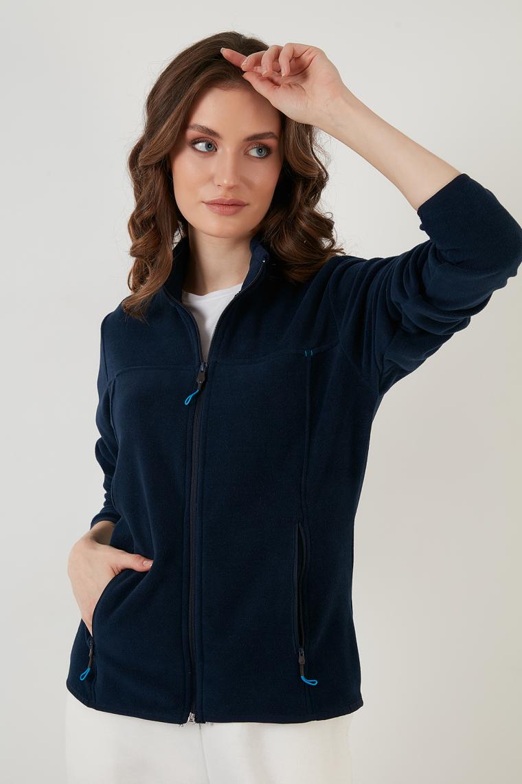 Lela Slim Fit Anti-Pilling Tüylenme Yapmayan Fermuarlı Cepli Polar Hırka Bayan POLAR 5907002