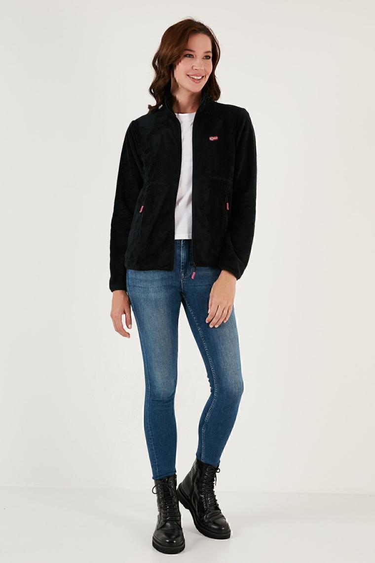 Lela Slim Fit Anti-Pilling Tüylenme Yapmayan Yumuşak Dokulu Fermuarlı Polar Hırka Bayan Hırka 5907017