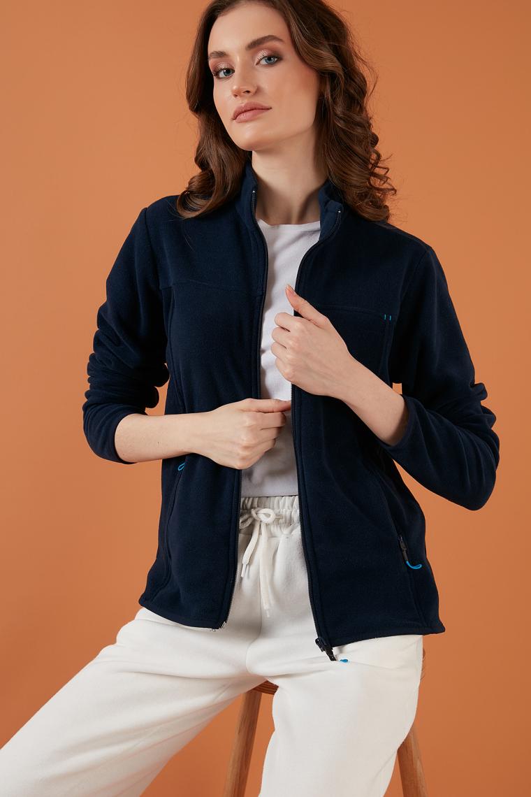 Lela Slim Fit Anti-Pilling Tüylenme Yapmayan Fermuarlı Cepli Polar Hırka Bayan POLAR 5907002