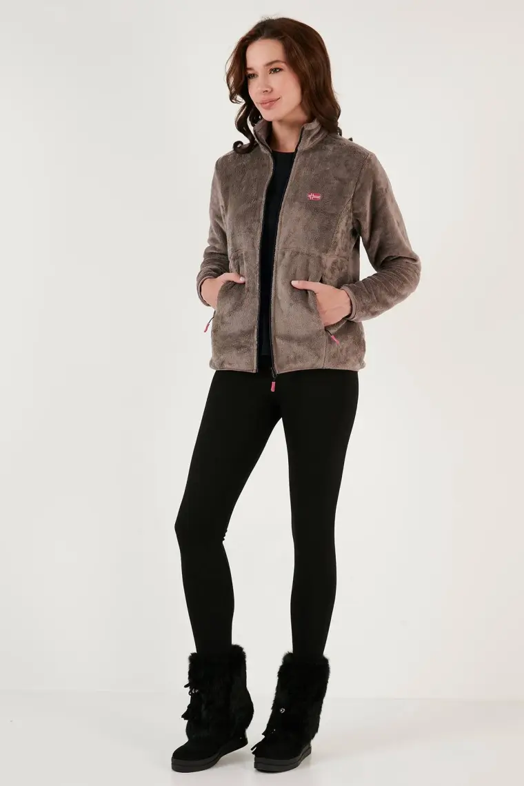 Lela Slim Fit Anti-Pilling Tüylenme Yapmayan Yumuşak Dokulu Fermuarlı Polar Hırka Kadın Hırka 5907017