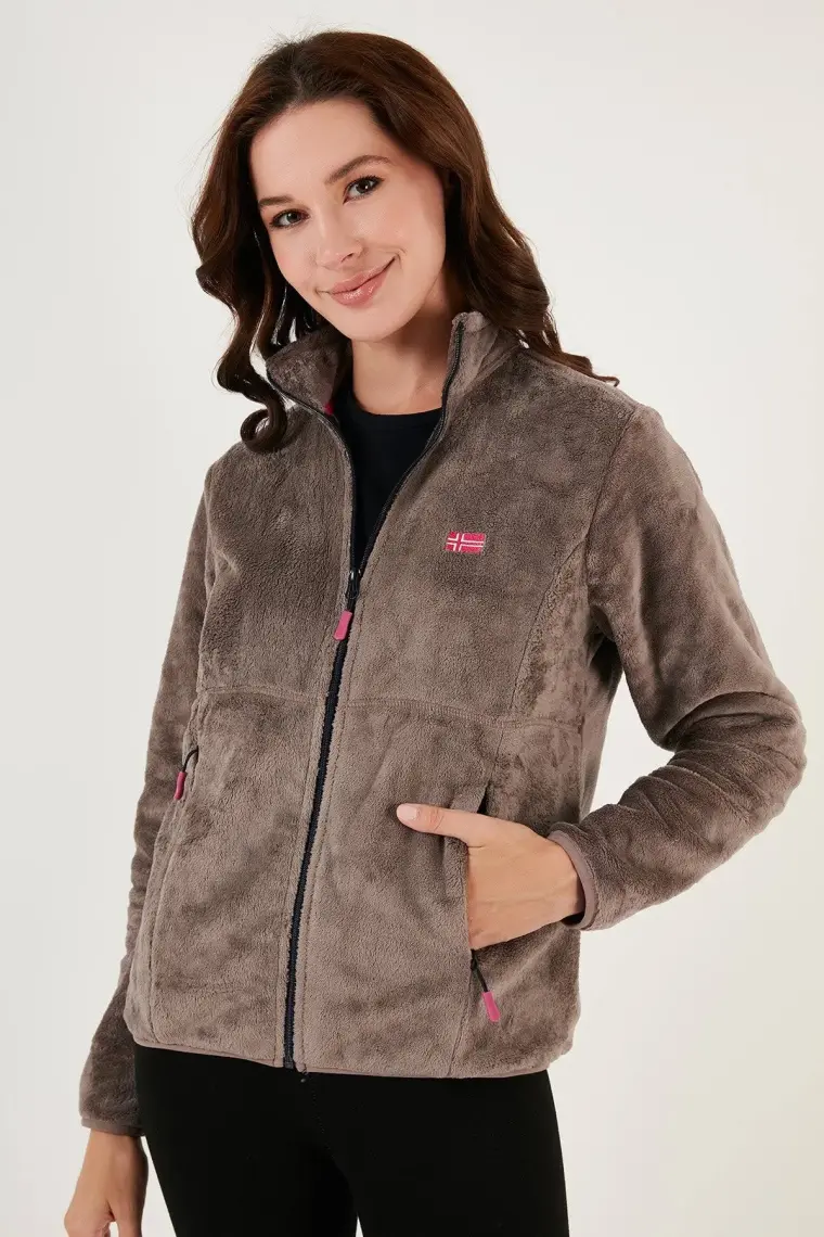Lela Slim Fit Anti-Pilling Tüylenme Yapmayan Yumuşak Dokulu Fermuarlı Polar Hırka Kadın Hırka 5907017