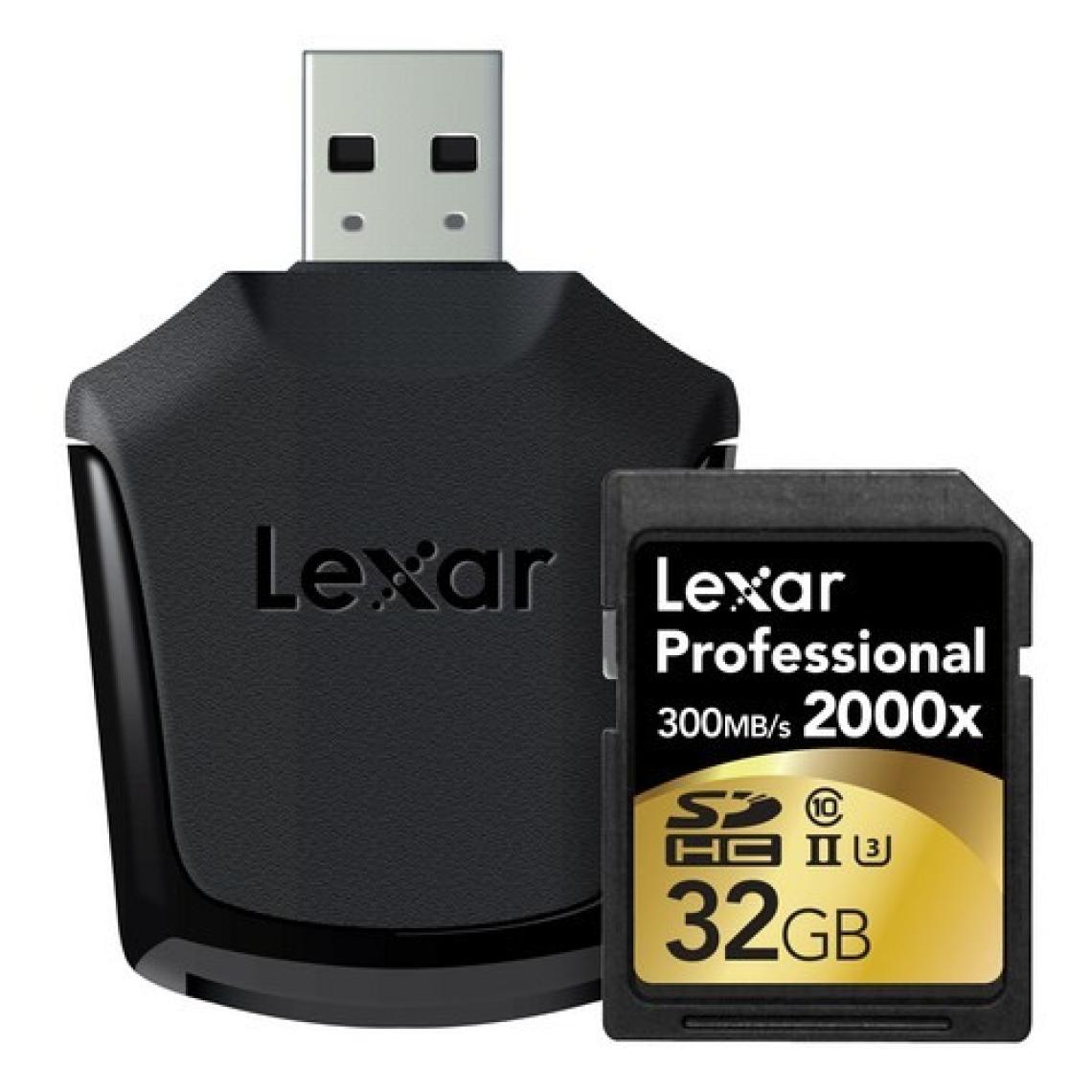 Lexar 32GB 2000x Professional SDHC Hafıza Kartı + USB Kart Okuyucu UII 300MB/sn (LSD32GCRBEU2000R)