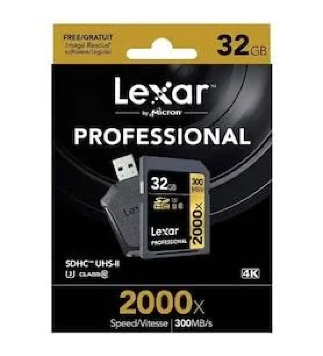 Lexar 32GB 2000x Professional SDHC Hafıza Kartı + USB Kart Okuyucu UII 300MB/sn (LSD32GCRBEU2000R)