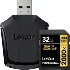 Lexar 32GB 2000x Professional SDHC Hafıza Kartı + USB Kart Okuyucu UII 300MB/sn (LSD32GCRBEU2000R)