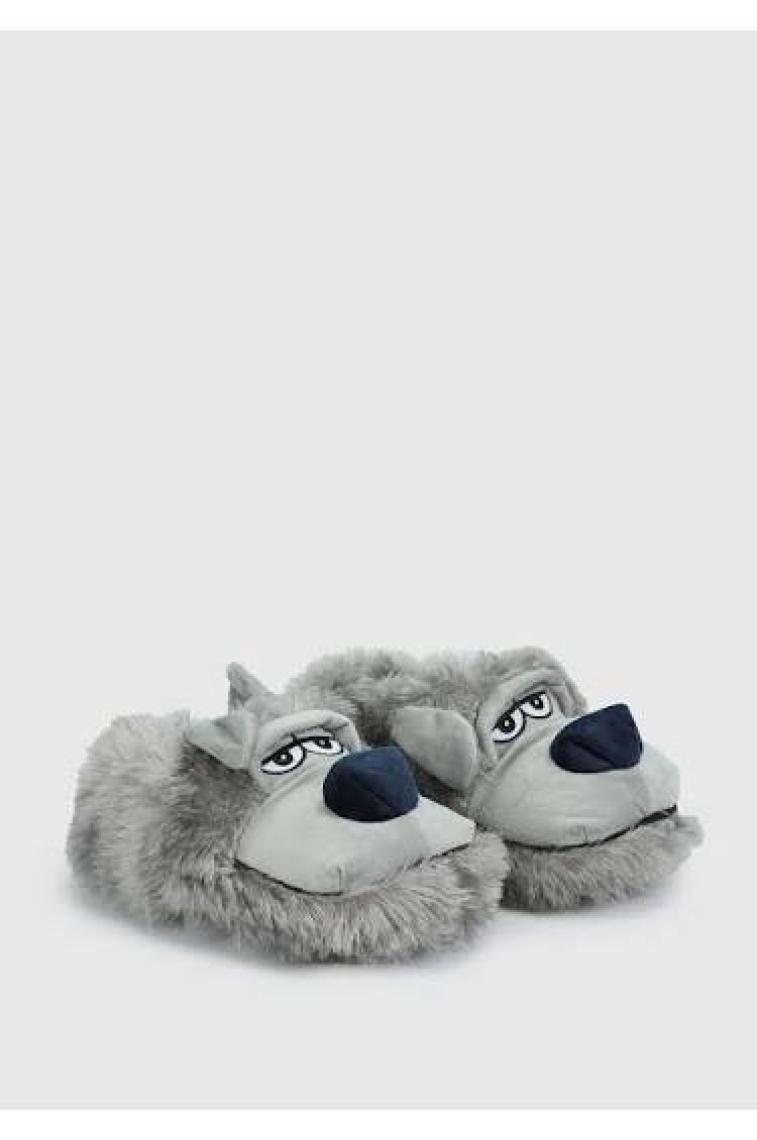 Twigy Gobi Erkek Hayvanlı Panduf Gri 41/46 CC0513