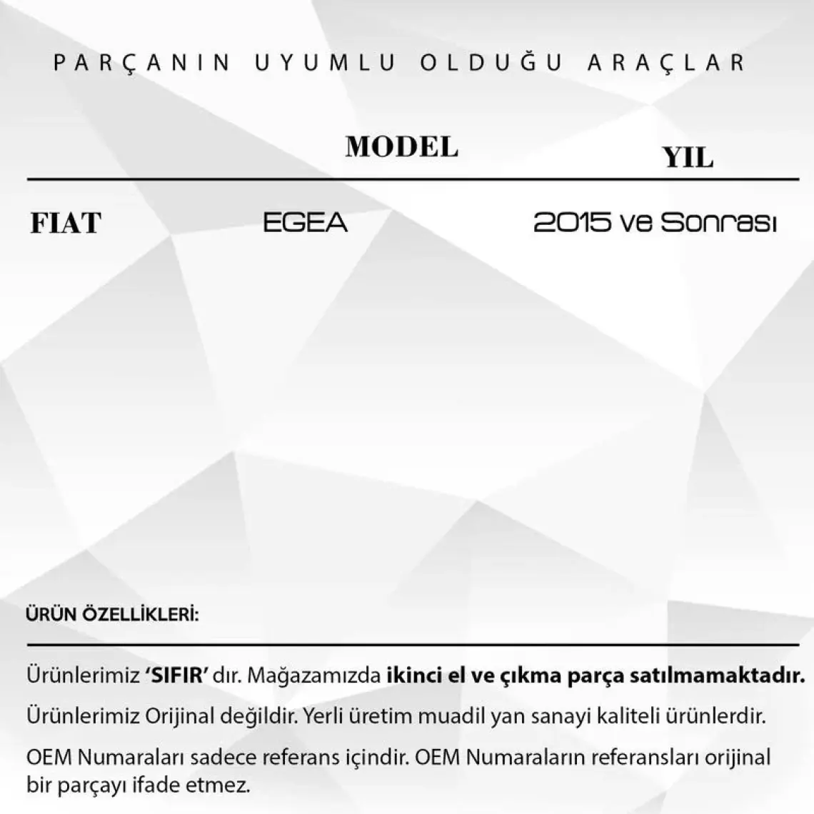 Alpha Auto Part Fiat Egea İçin Otomatik Vites Fren Pedal Lastiği
