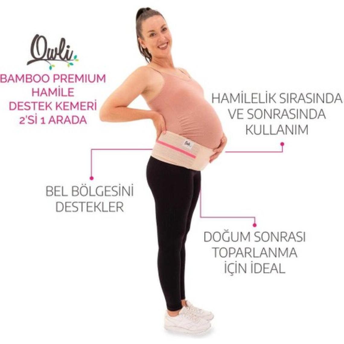 Owli Bamboo Premium Hamile Destek Kemeri 2'si 1 Arada Ten