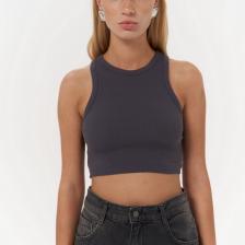Mai Fleur Fitilli Halter Yaka Antrasit Crop