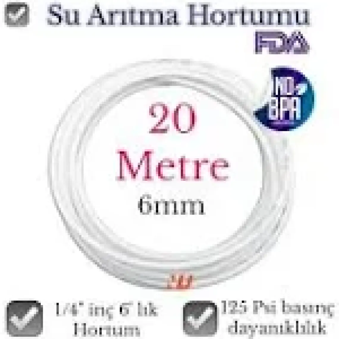Nefa Su Arıtma Hortumu 1/4 Inç 6 mm 20 Metre