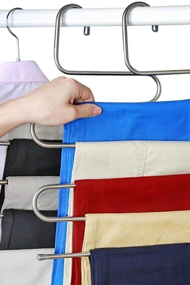Mobee Metal 5 Katlı Pantolon & Şal Askısı Çoklu Askılık Dekoratif Akıllı Düzenleyici
