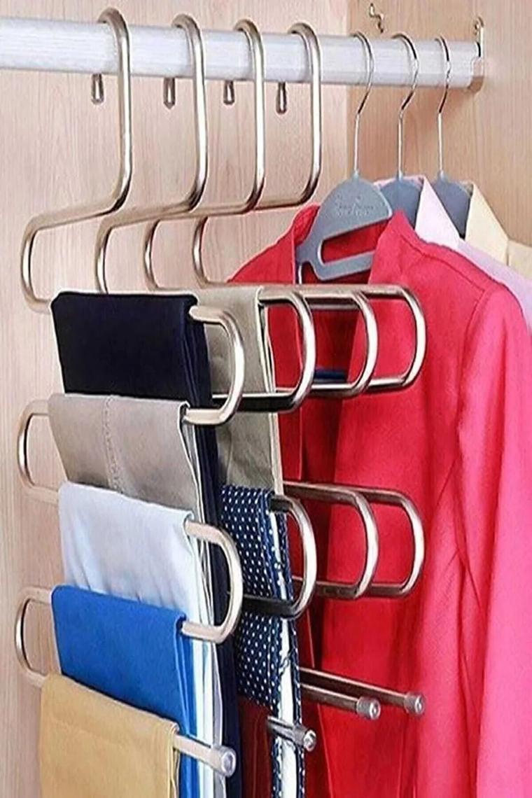 Mobee Metal 5 Katlı Pantolon & Şal Askısı Çoklu Askılık Dekoratif Akıllı Düzenleyici
