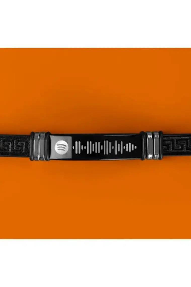 Hediye Sepeti Müzik Severe Hediye Spotify Şarkı Barkodlu Deri Bileklik