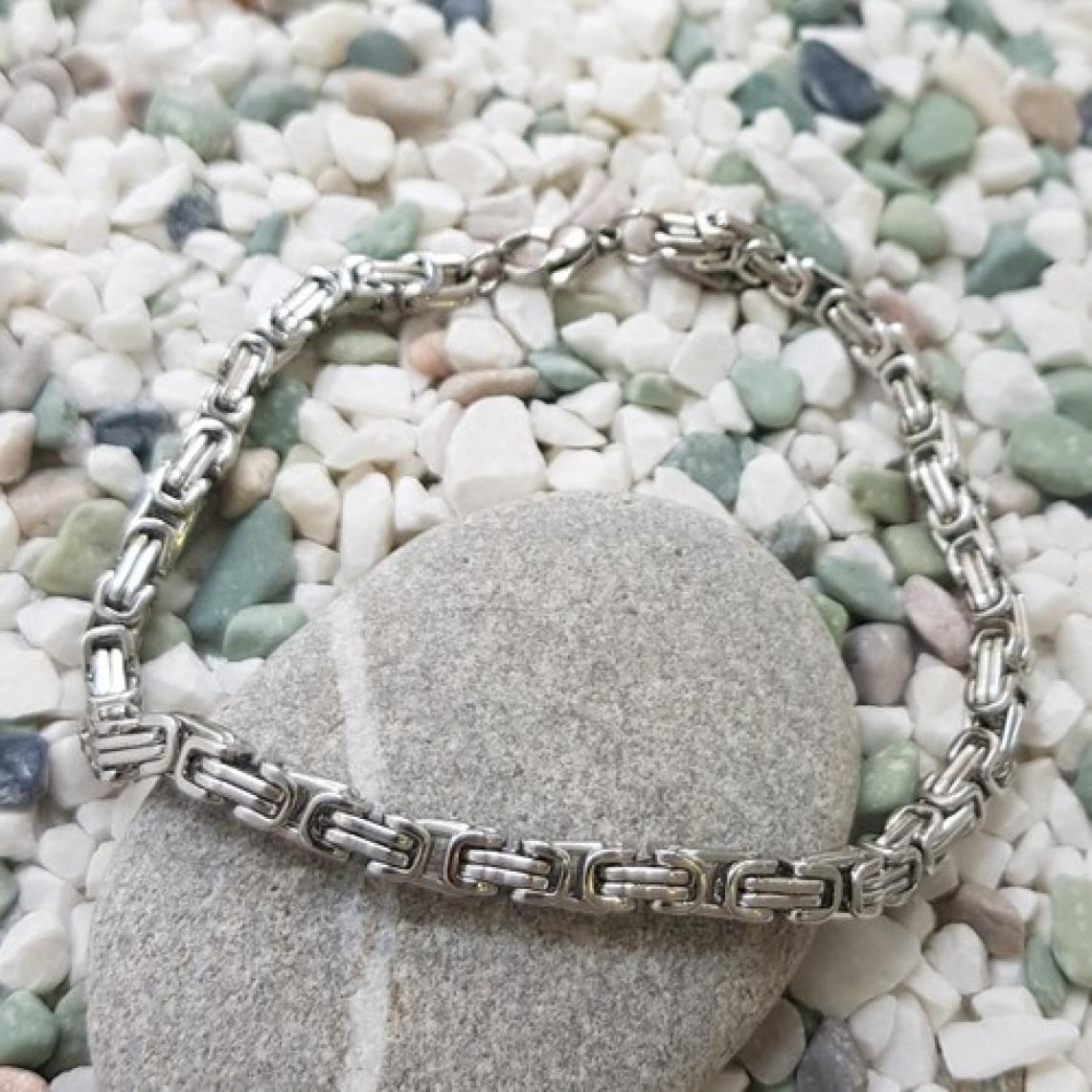 Chavin Kral Model 4 Mm. Gri Çelik Erkek Bileklik AZ68-4SLV