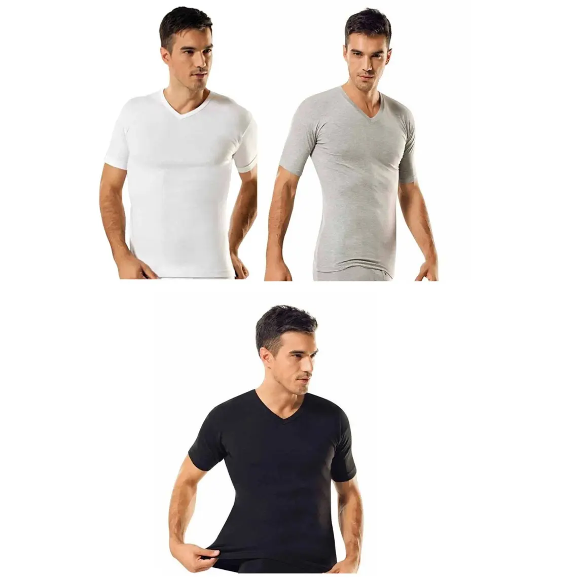 Tutku Erkek V Yaka Ribana Kısa Kol Fanila 6 Lı Paket