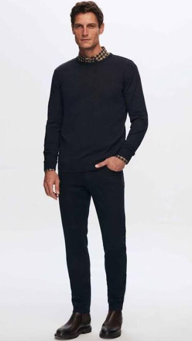 Regular Fit Lacivert Pamuk Karışımlı Triko Kazak 5HF06ORT12004