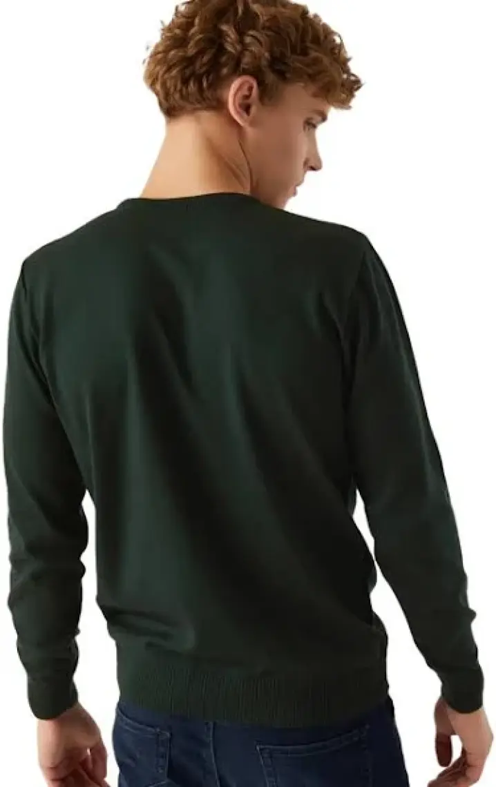 Regular Fit Haki Pamuk Karışımlı Triko Kazak 5HF06ORT12004
