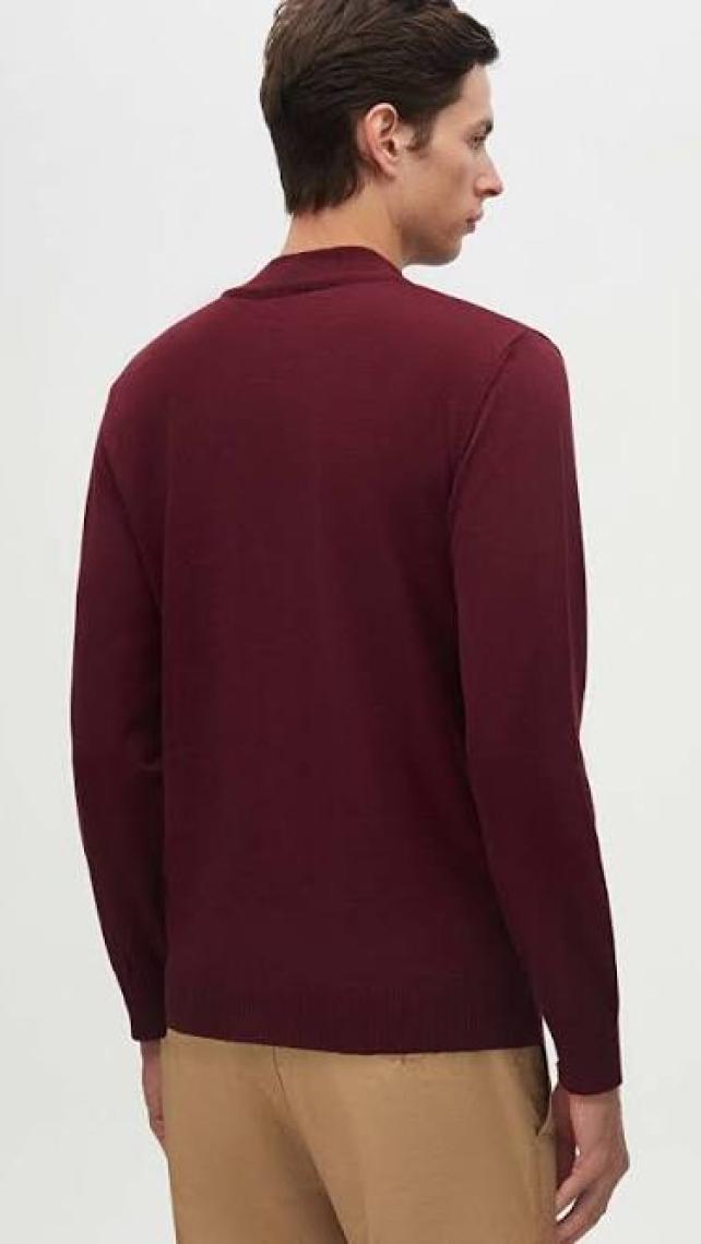 Regular Fit Bordo Pamuk Karışımlı Yarım Balıkçı Triko Kazak 5HF06ORT16275