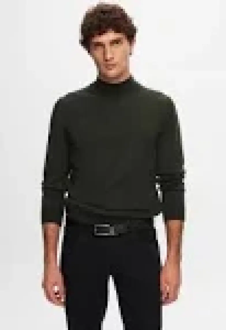 D'S Damat Regular Fit Haki Pamuk Karışımlı Yarım Balıkçı Triko Kazak 5HF06ORT16275