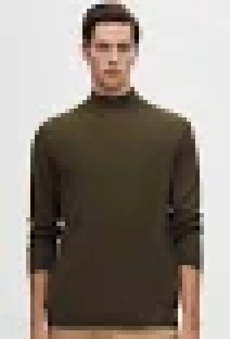 D'S Damat Regular Fit Haki Pamuk Karışımlı Yarım Balıkçı Triko Kazak 5HF06ORT16275