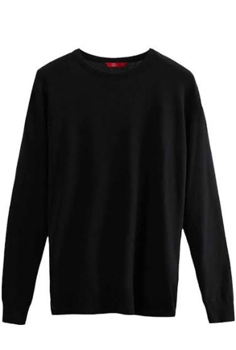 Regular Fit Siyah Pamuk Karışımlı Triko Kazak 5HF06ORT12004