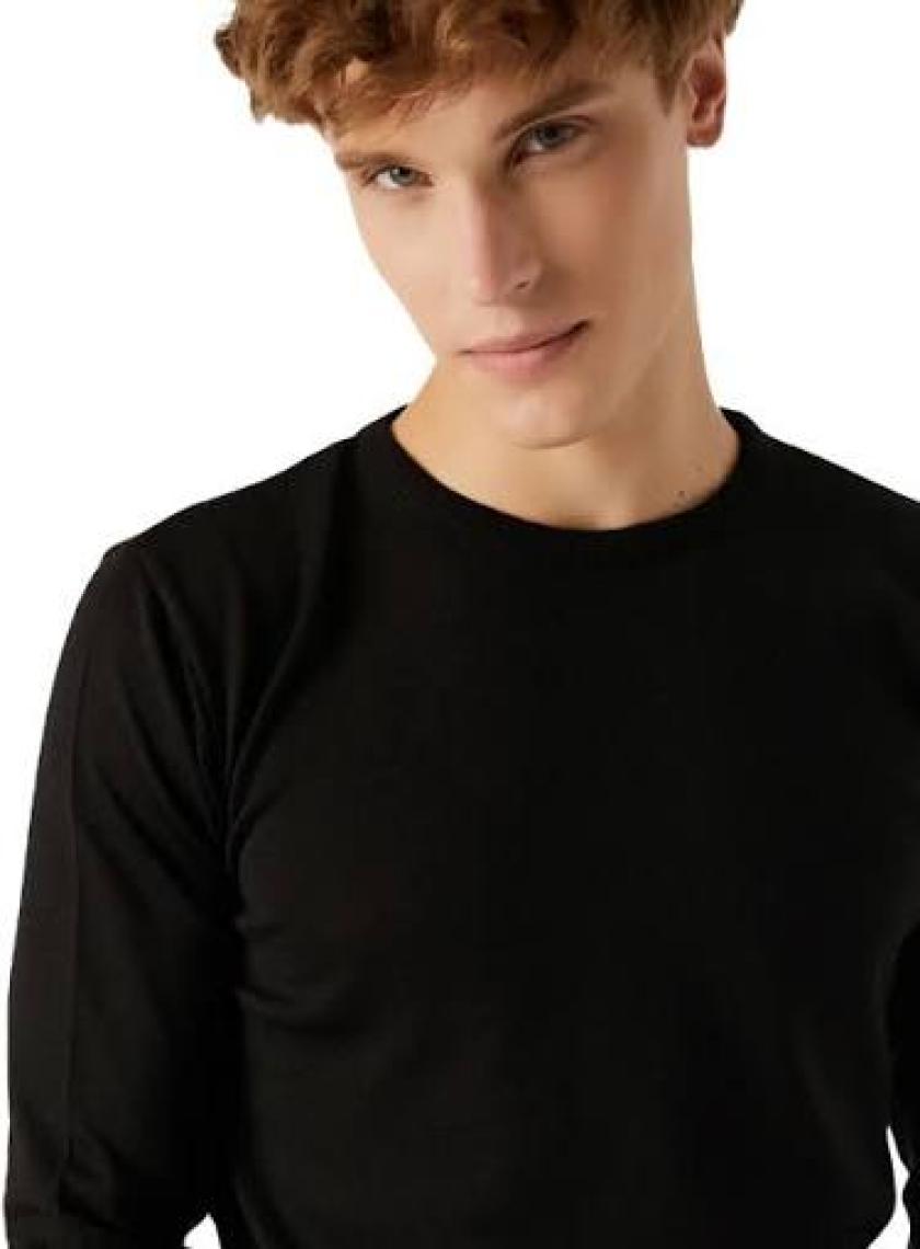 Regular Fit Siyah Pamuk Karışımlı Triko Kazak 5HF06ORT12004