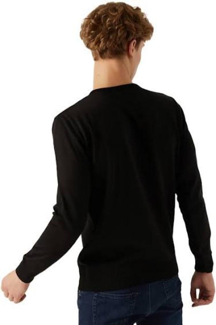 Regular Fit Siyah Pamuk Karışımlı Triko Kazak 5HF06ORT12004